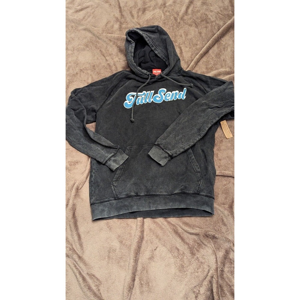 Full Send Nelk Boys Script Logo Pullover Hoodie Sweatshirt Navy Blue Mens L